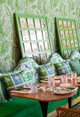 In this vibrant Madrid setting, the Ozone Prato cushion in bold hues pairs effortlessly with La Jungle and Milles Feuilles, creating a dynamic and layered outdoor space. This fusion of ancient craft and contemporary design brings a playful energy to the space, where textures and patterns complement one another beautifully.